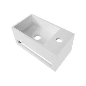 Veroni Solid Surface Wastafel Wit Handdoekhouder Met Kraangat Rechts 35,8×20,5×15,7cm