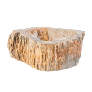 Waskom fossiel hout 30-35x15cm